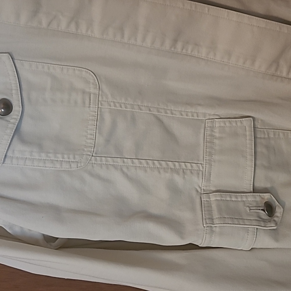 Christopher & Banks cotton button front very light tan jacket Sz XL - Picture 4 of 7